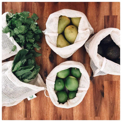 Reusable 100% Organic Cotton Mesh Produce Bags-Toxin-Free, Plastic-Free Double-Stitched