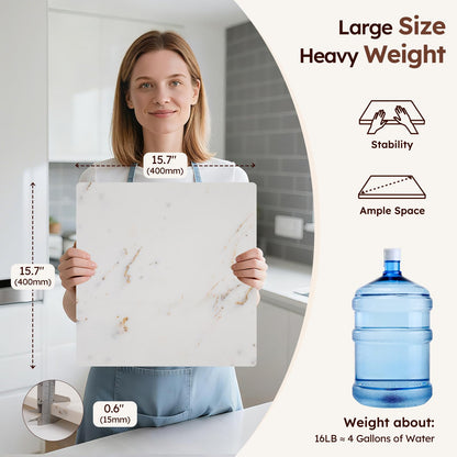 Diflart Natural Granite Cutting Board: Large 16" x 20" Polished Stone Slab.