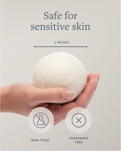 GroundLuxe 100% Organic New Zealand Wool Dryer Balls (Set of 6), Chemical-Free Fabric Softening
