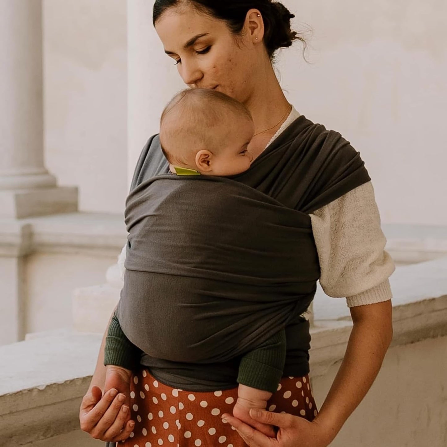 Boba Organic Baby Wrap Carrier: Soft Dark Grey Cotton Sling