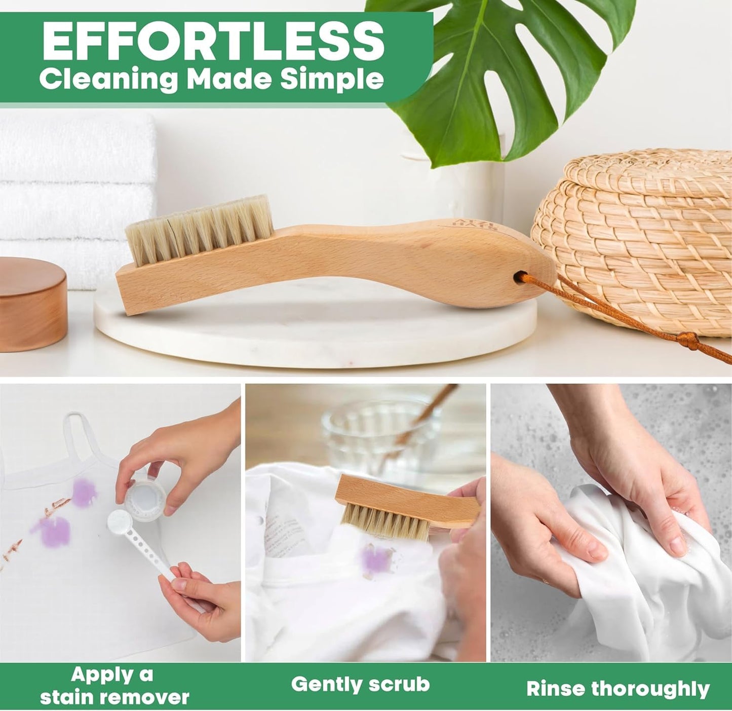 Atzi Hats Natural White Boar Bristle Laundry & Stain Scrubber