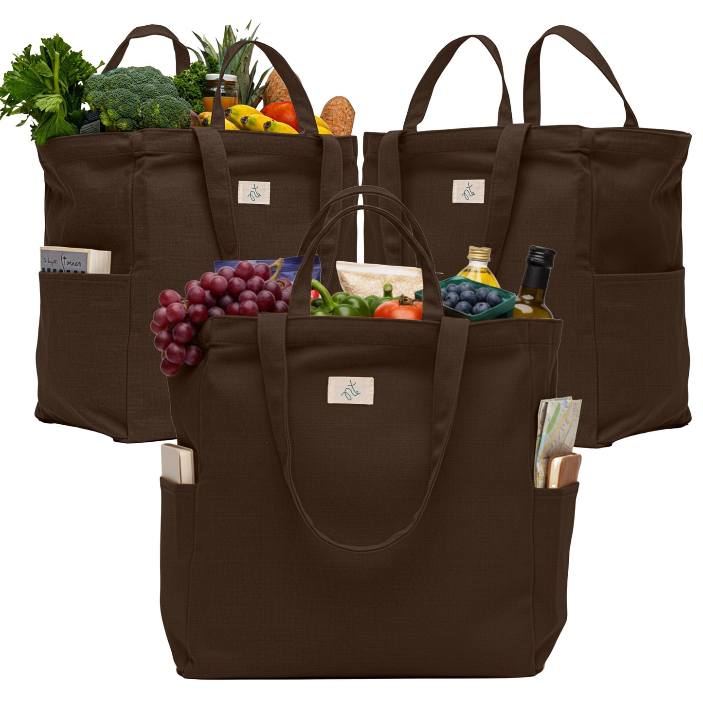 Nook Theory 3-Pack Reusable Cotton Canvas Grocery Bags (12 oz)