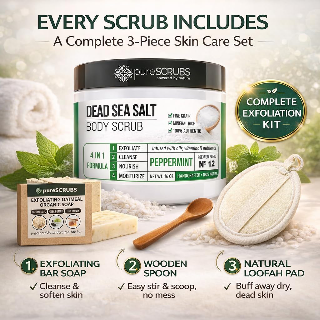 Fragrance-Free Dead Sea Salt Body Scrub, Organic Oils – pureSCRUBS Unscented