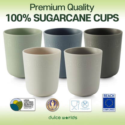 Dulce Worlds 100% Sugarcane Unbreakable Kids Cups (5-Pack)