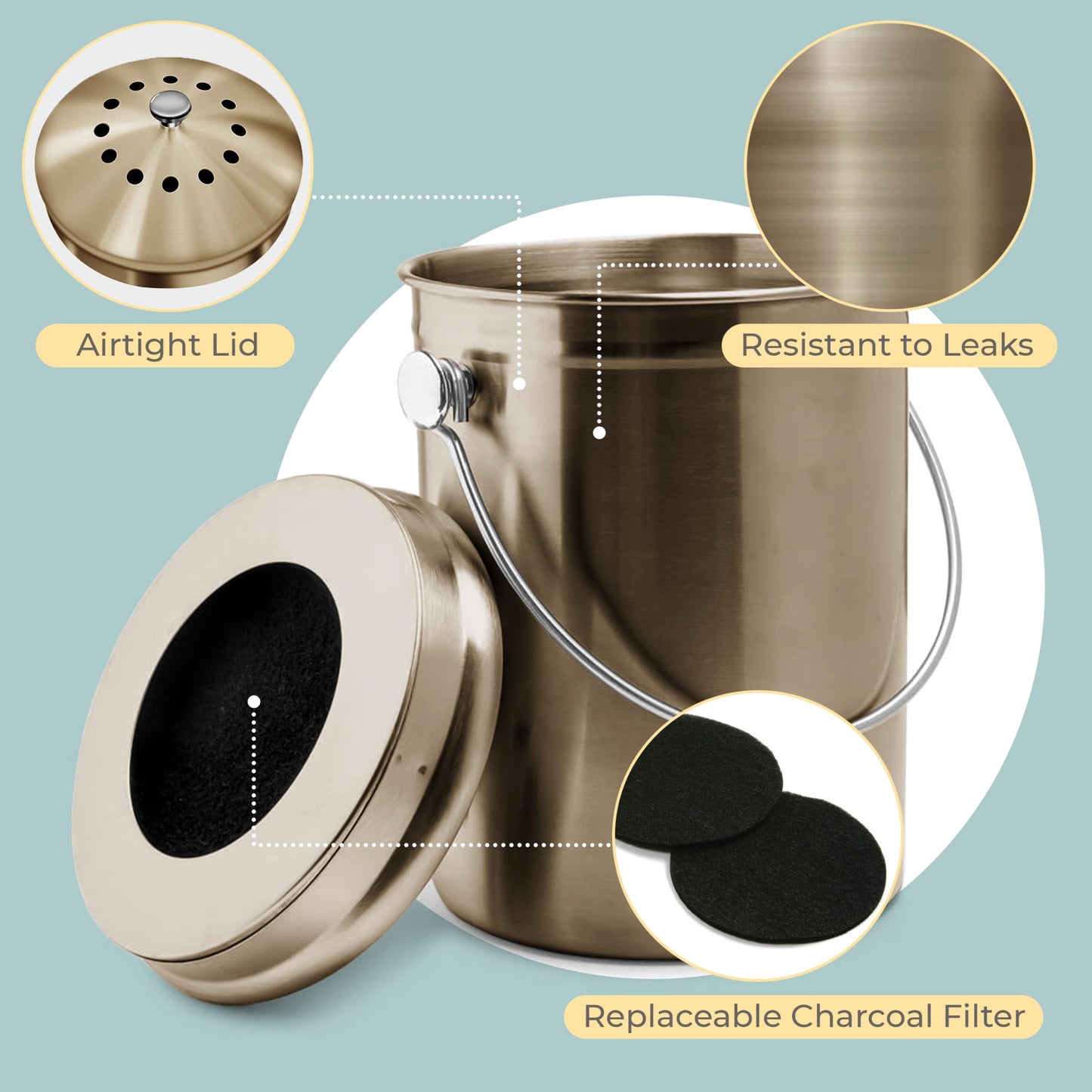 Odorless Indoor Composting: EPICA One-Piece Molded Stainless Bin