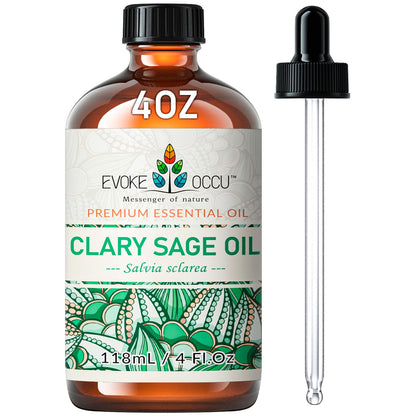 EVOKE OCCU 100% Pure Clary Sage Essential Oil: 4oz Value Size