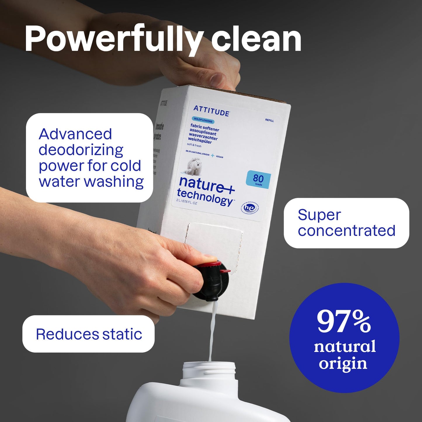 ATTITUDE Liquid Fabric Softener: Plant-Based, Vegan & Unscented