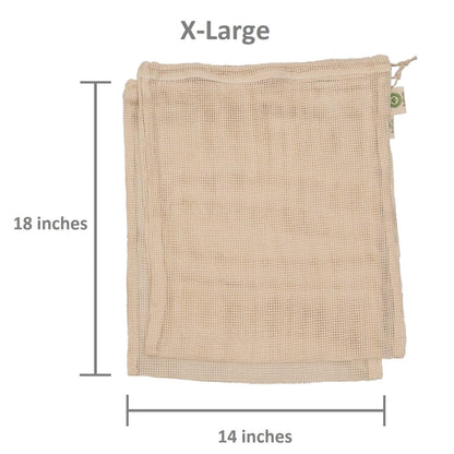 Reusable 100% Organic Cotton Mesh Produce Bags-Toxin-Free, Plastic-Free Double-Stitched
