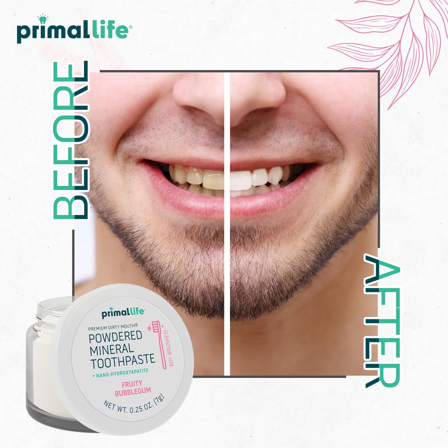 Primal Life Organics Dirty Mouth Toothpowder: Sweet Bubblegum 0.25 oz