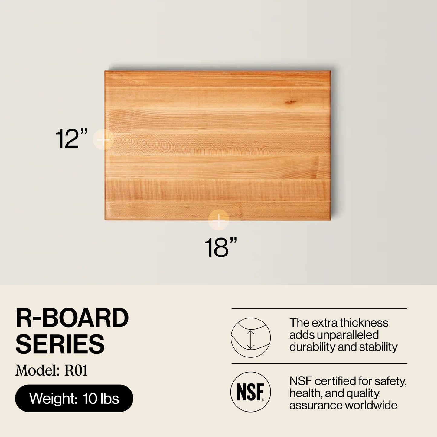John Boos R-Board Series Maple Cutting Board (24”x18”x1.5”)