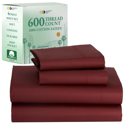 California Design Den 600‑Thread Cotton Sheets | TRUE Shift 4‑Pc Cal King Set