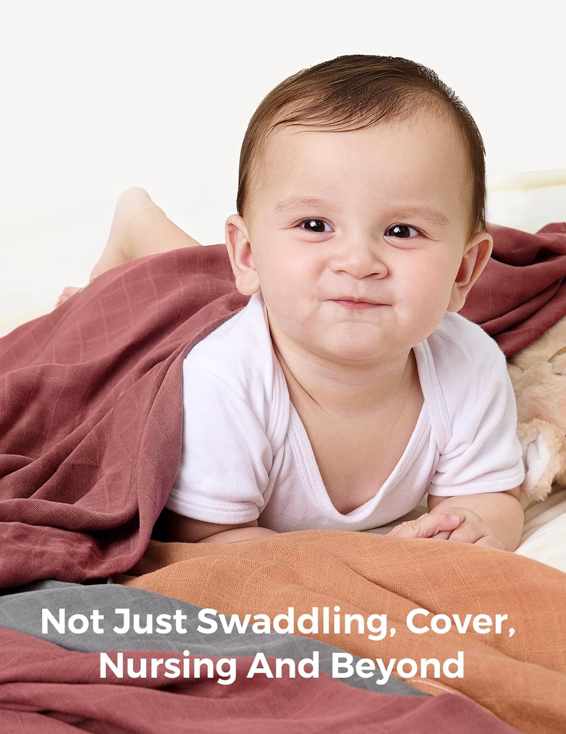 Momcozy 4-Pack Bamboo & Cotton Muslin Baby Swaddle Blankets