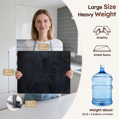 Diflart Natural Granite Cutting Board: Large 16" x 20" Polished Stone Slab.