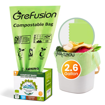 GreFusion 1.2 Gallon Compostable Bags - 125 Count (BPI Certified)