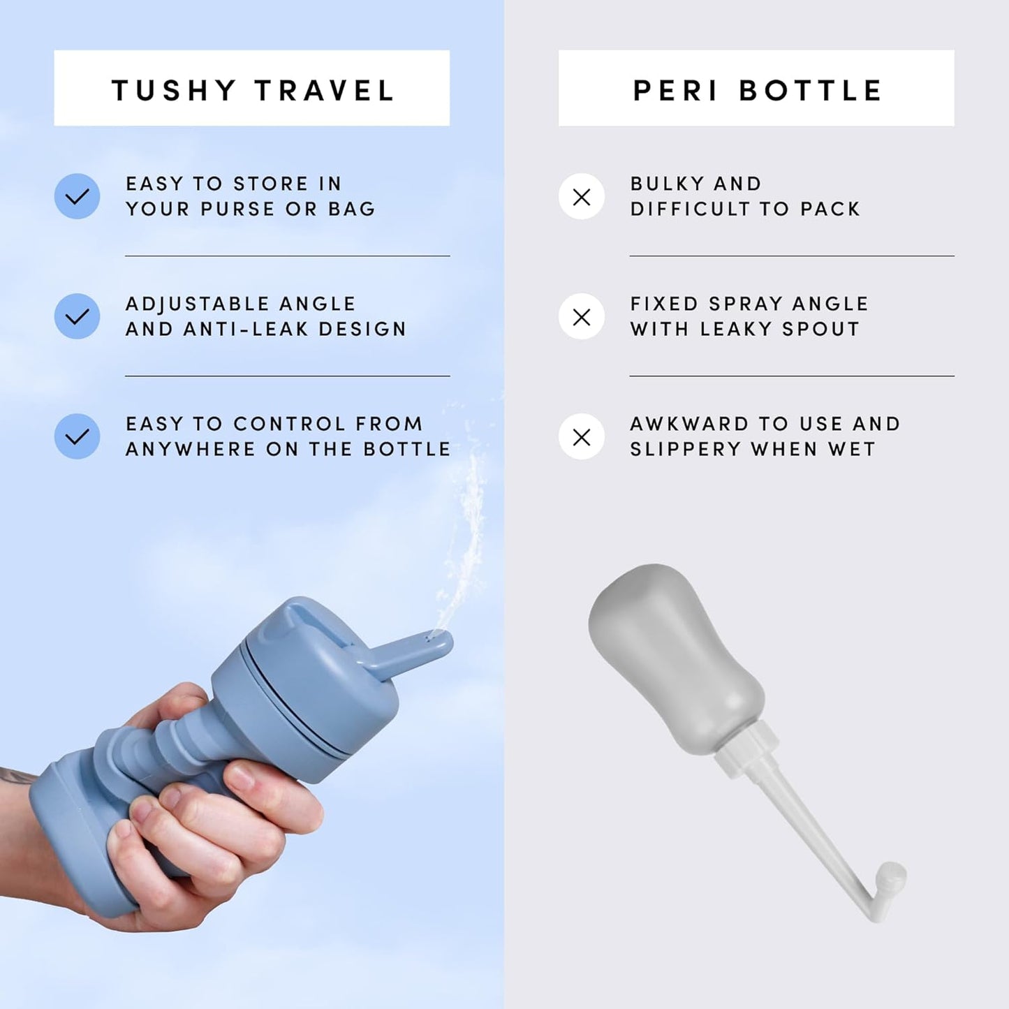 TUSHY Travel Bidet: Collapsible & Expandable Portable Peri Bottle