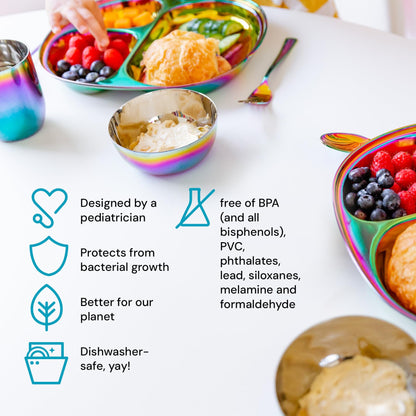 Ahimsa Balanced Bites Pediatrician-Designed Stainless Steel Divided Plate