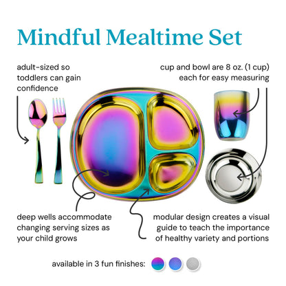 Ahimsa Balanced Bites Pediatrician-Designed Stainless Steel Divided Plate