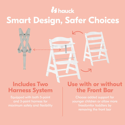 hauck Alpha+ Solid European Beechwood Grow-Along Highchair