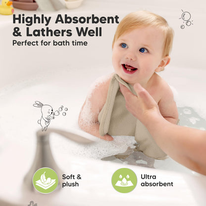 KeaBabies Bamboo Washcloths: 500GSM Ultra-Soft 6-Pack