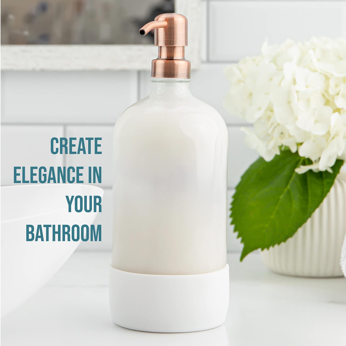 Kitchentoolz 32 oz Glass Pump Bottle with Stainless Steel Pump