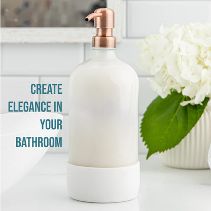 Kitchentoolz 32 oz Glass Pump Bottle with Stainless Steel Pump