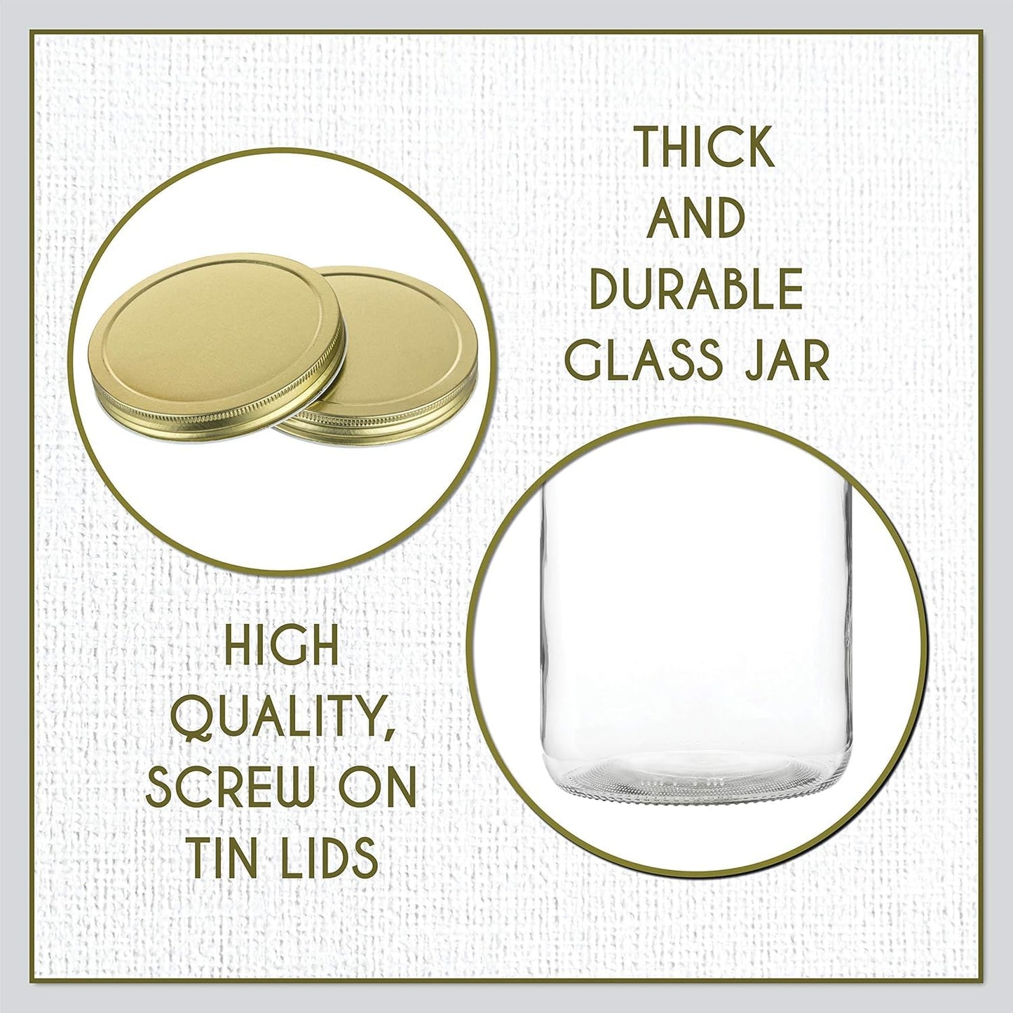 Kitchentoolz 1-Gallon Glass Mason Jars with Airtight Metal Lids (2-Pack)