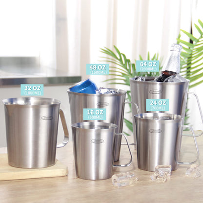 Newness Stainless Steel Measuring Cup with Triple Measurement Scales
