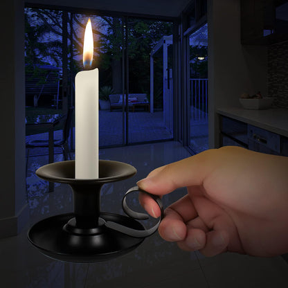 Retro Iron Taper Candlestick Holders (4 Pcs): Sturdy Metal Design for Permanent Home Decor