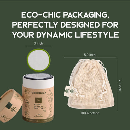 Greenzla Reusable Makeup Remover Pads: 20-Pack Bamboo Cotton Rounds