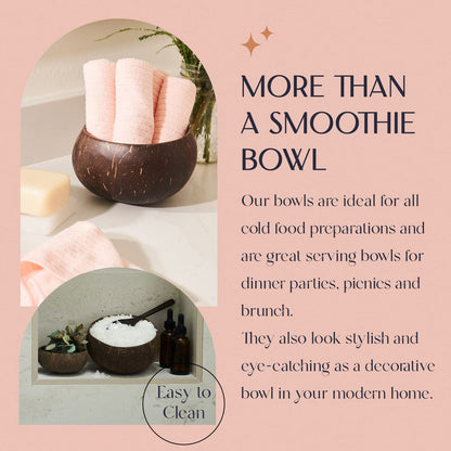 COCOBOWLCO Jumbo Polished Coconut Bowl Set with Wooden Spoons