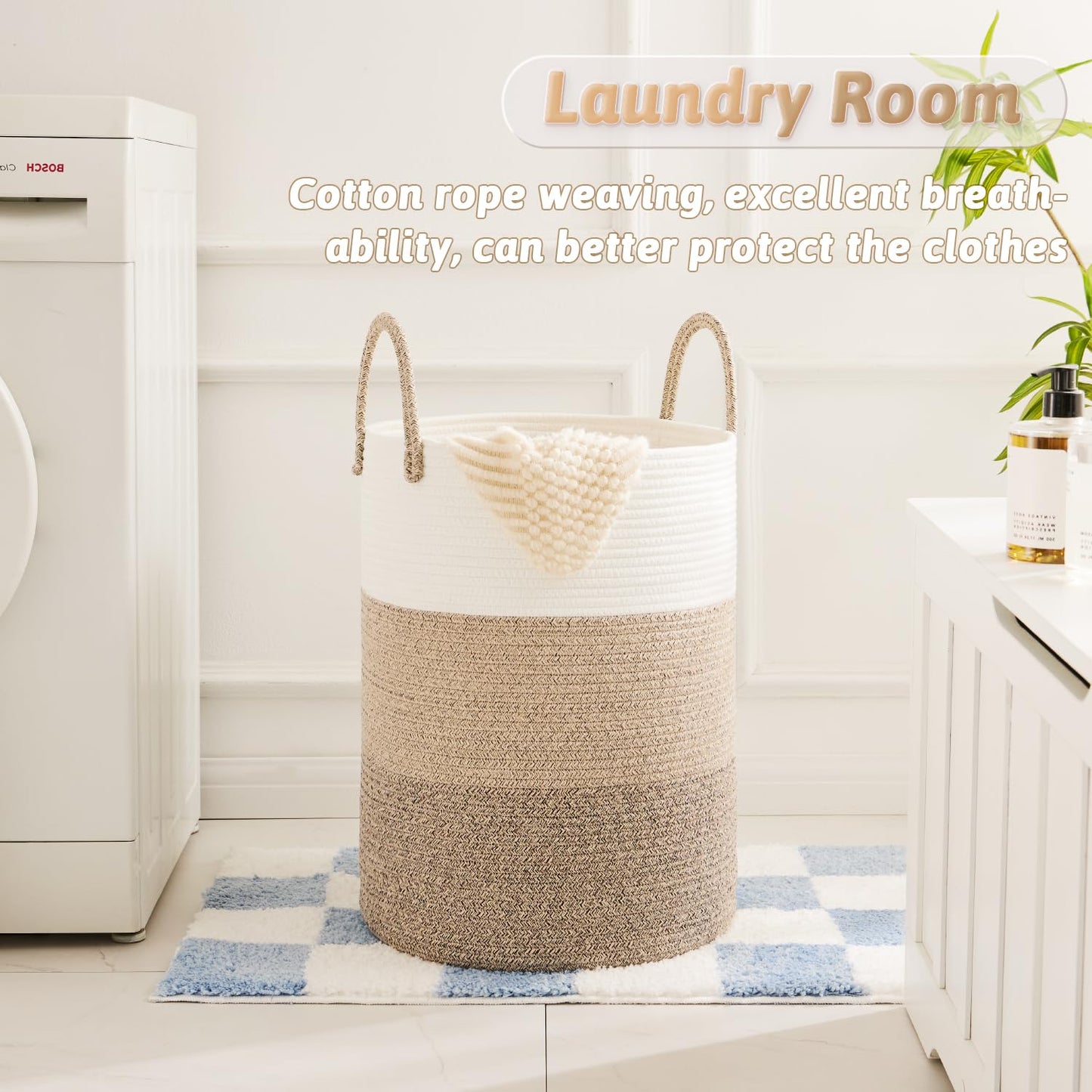 Artfeel 60L Handwoven Natural Cotton Rope Laundry Hamper