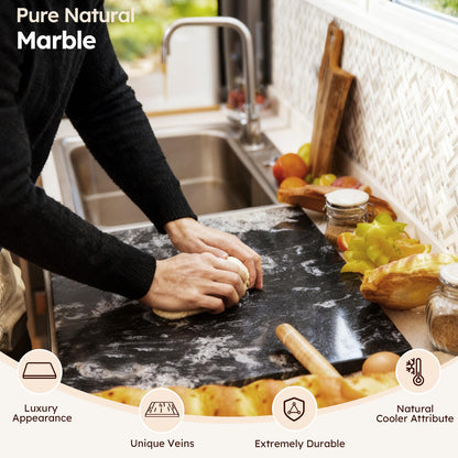 Diflart Natural Granite Cutting Board: Large 16" x 20" Polished Stone Slab.