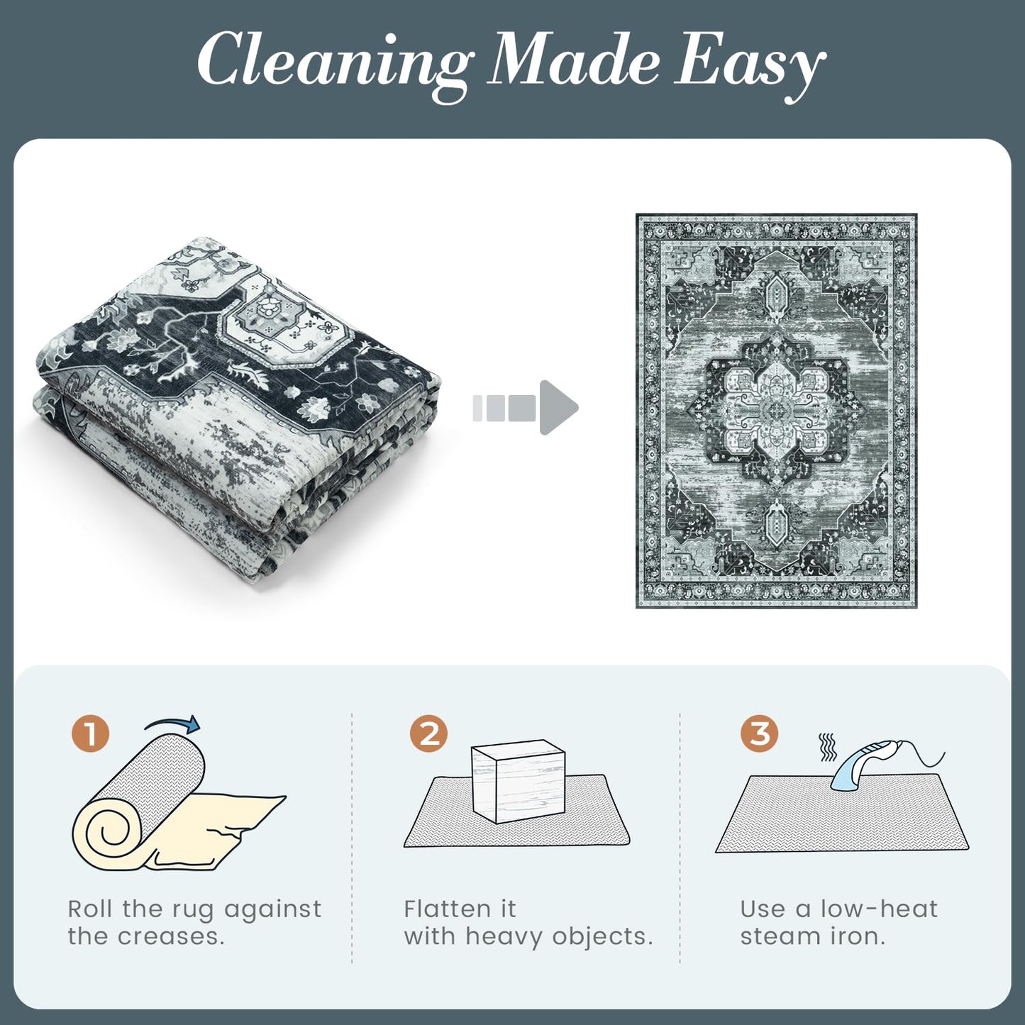 Vibrug Coastal Medallion OEKO-TEX Certified Washable Area Rug