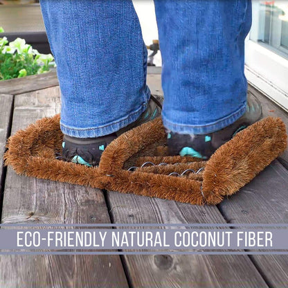NINAMAR Natural Coir Boot Scraper Door Mat (13 × 12 in) | TRUE Shift Eco Boot Scrubber Mat
