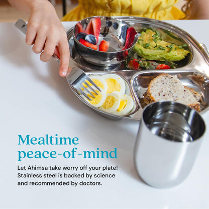 Ahimsa Balanced Bites Pediatrician-Designed Stainless Steel Divided Plate