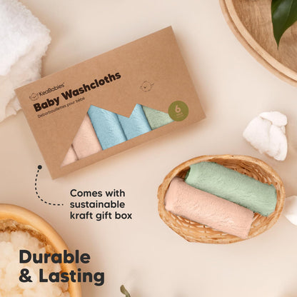 KeaBabies Bamboo Washcloths: 500GSM Ultra-Soft 6-Pack