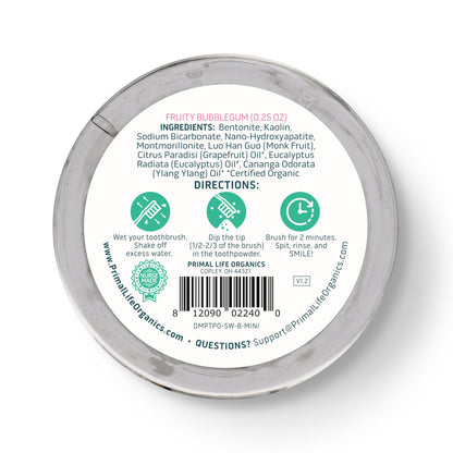 Primal Life Organics Dirty Mouth Toothpowder: Sweet Bubblegum 0.25 oz
