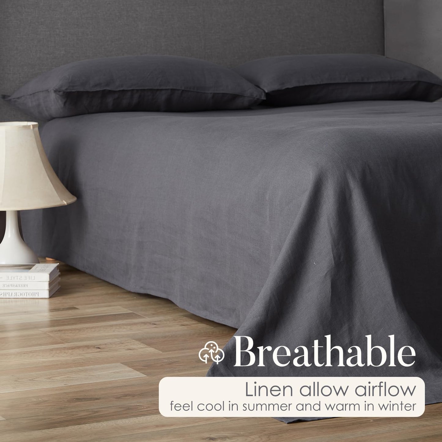 DAPU 100% Pure French Linen Sheets: Natural Normandy Flax Set