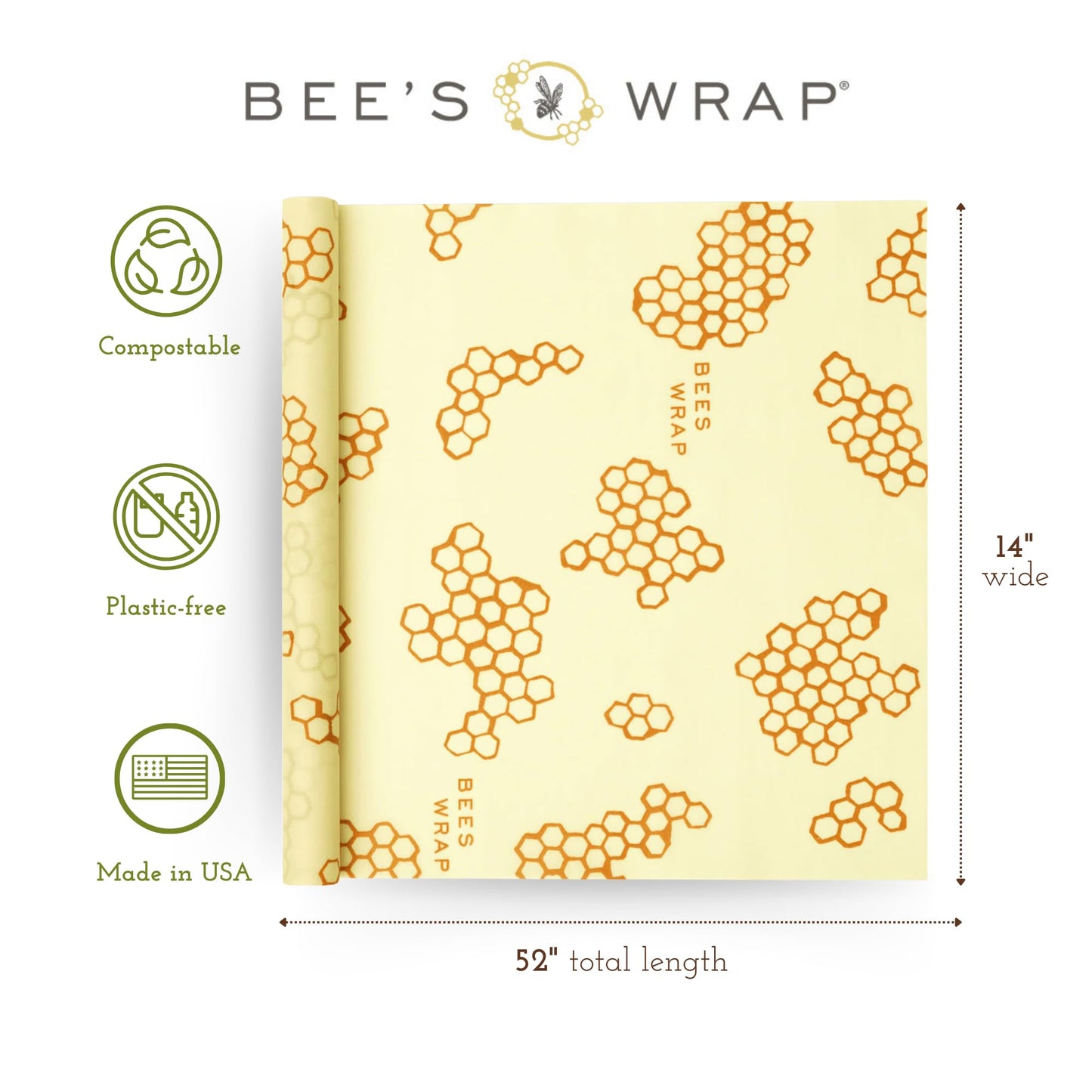 Bee’s Wrap Reusable Beeswax Food Wrap Roll (14" x 52")