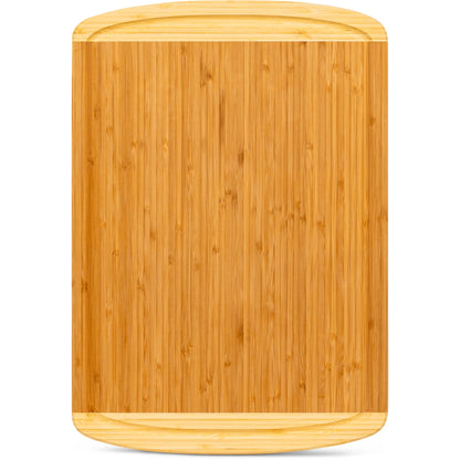 Wooden cutting board on a white background