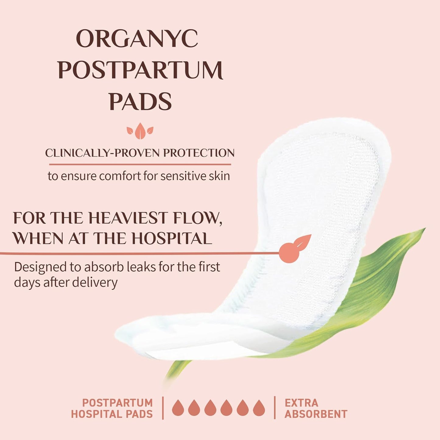 Organyc 100% Certified Organic Cotton Hospital Postpartum Pads