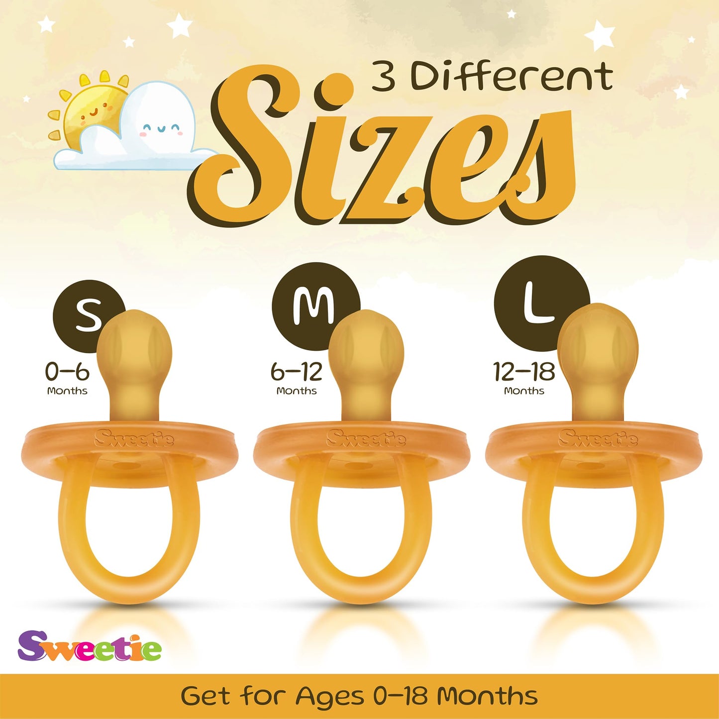 SWEETIE Natural Rubber Pacifier: 100% Pure Rounded Soother