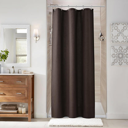 Naturoom Weighted Natural Flax Linen Shower Curtain Set