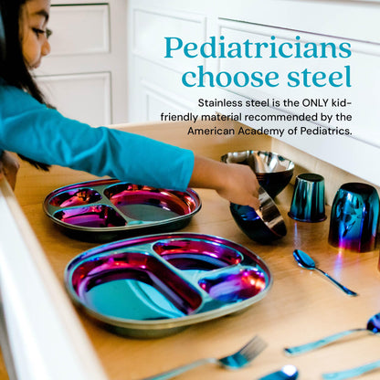 Ahimsa Balanced Bites Pediatrician-Designed Stainless Steel Divided Plate