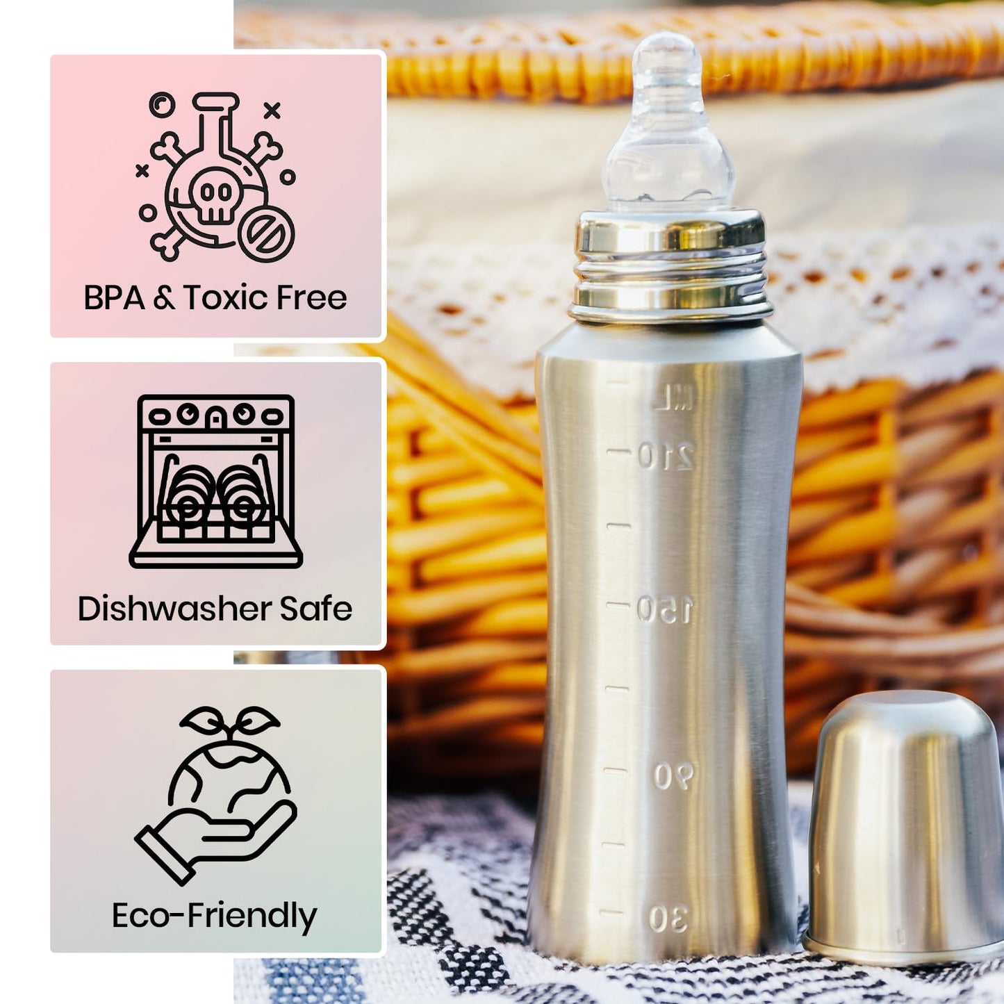 Bon aPetite 250ML Stainless Steel Baby Feeding Bottle
