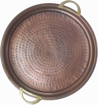Aruma Traditional Hammered Copper Serving Tray: 14-Inch Handmade