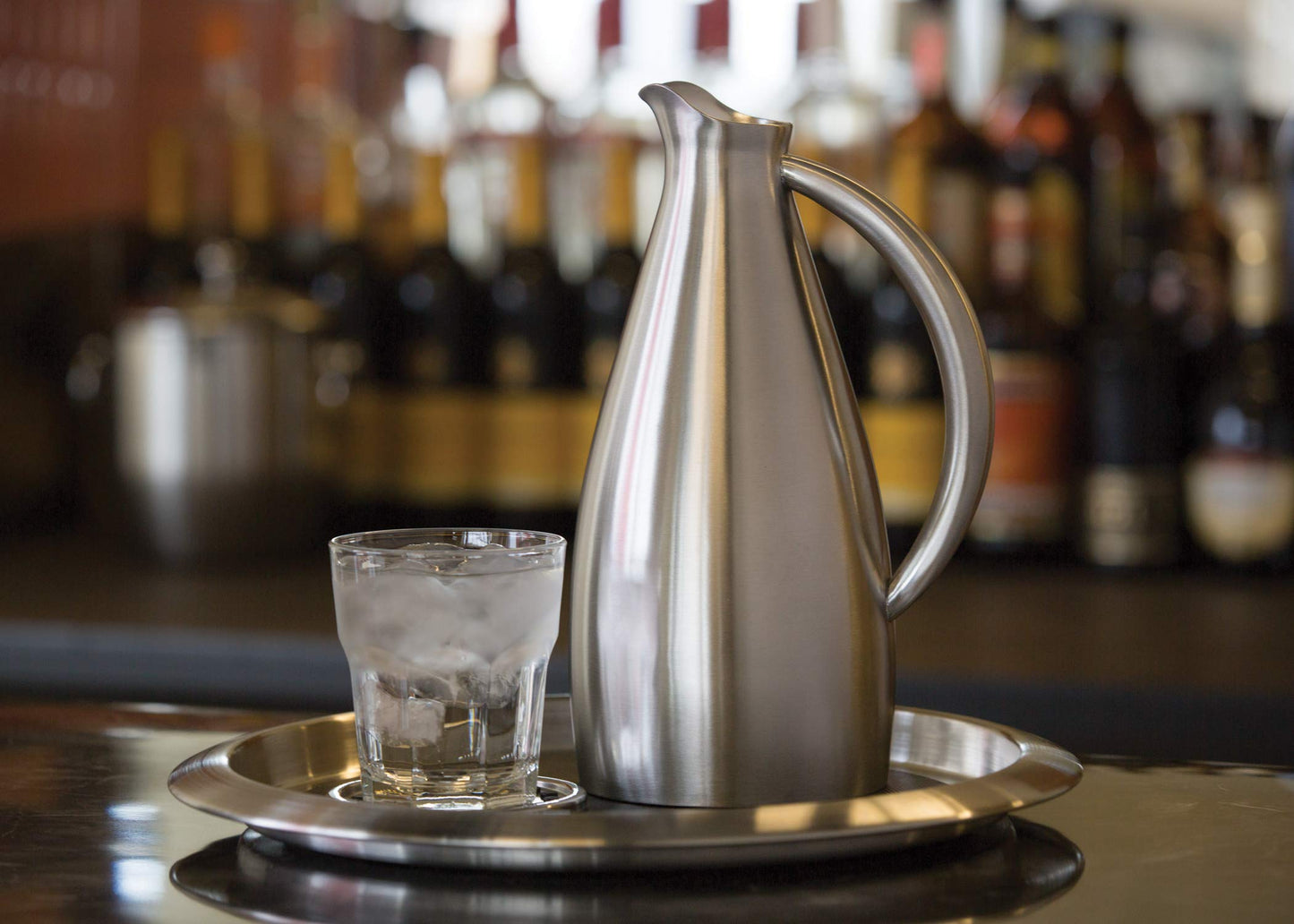 Service Ideas 20" x 14" Non-Slip Stainless Steel Serving Tray