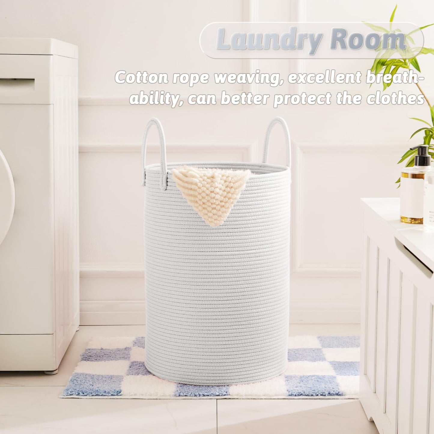 Artfeel 60L Handwoven Natural Cotton Rope Laundry Hamper