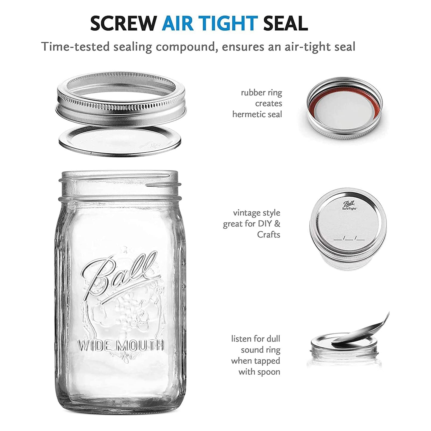 Quilted Glass Jelly Jars, 8 oz, BPA-Free, 12-Count - Ball