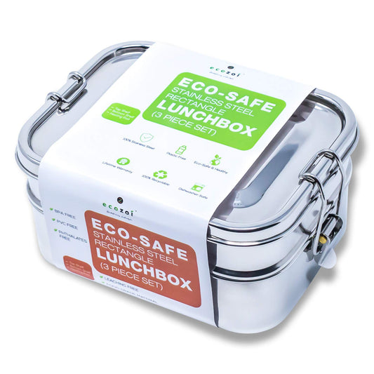 ecozoi 3‑in‑1 Leak‑Proof Stainless Steel Bento Lunch Box | TRUE Shift Reusable Metal Food Container